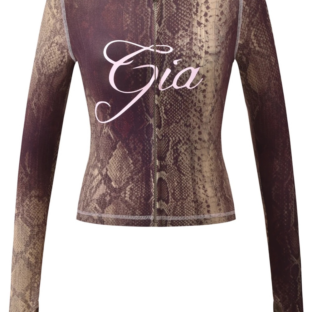 I.AM.GIA Brown Snake-Print Long Sleeve Jacket